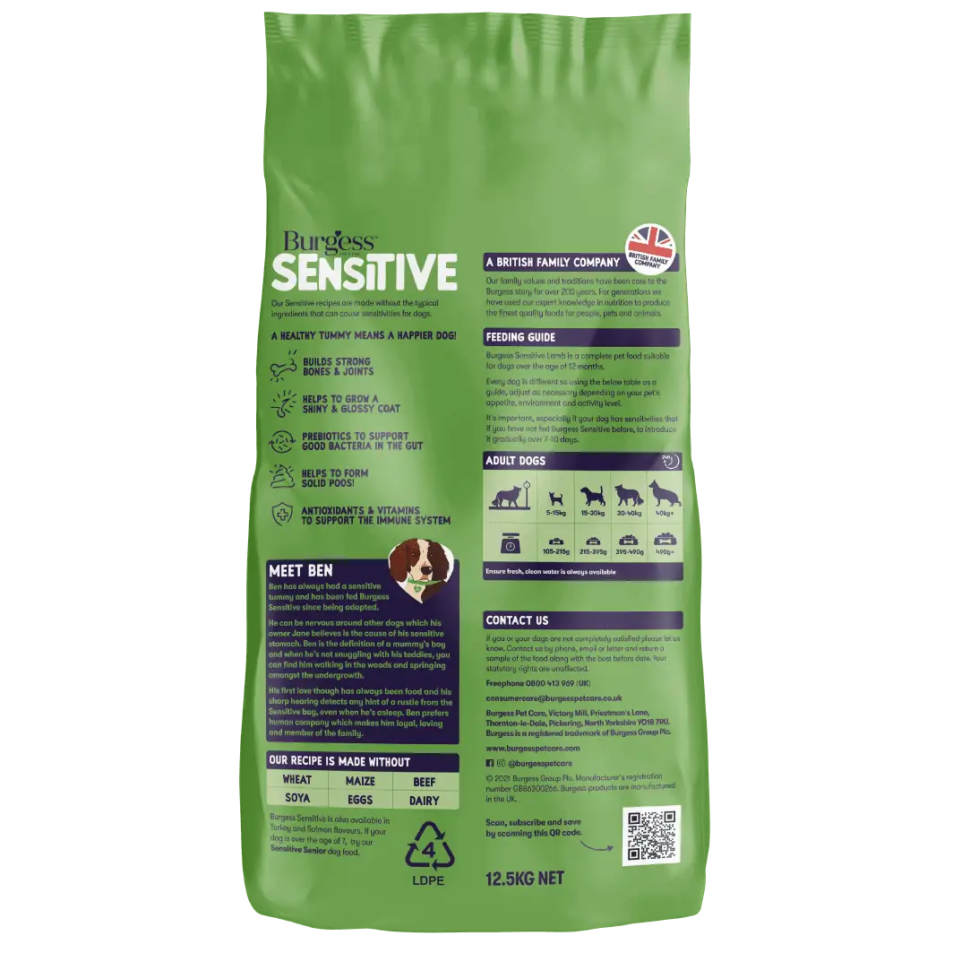 Burgess Sensitive Adult Lamb Dry Dog Food