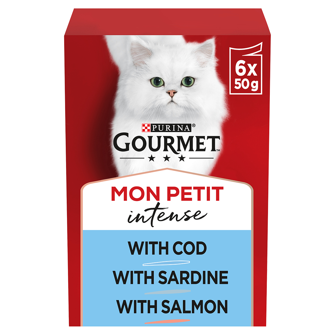 Gourmet Adult Mon Petit Fish Variety (Cod Sardine and Salmon) Wet Cat Food 6x 50g