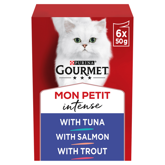 Gourmet Adult Mon Petit Fish Variety (Tuna, Salmon and Trout) Wet Cat Food 6 x 50g