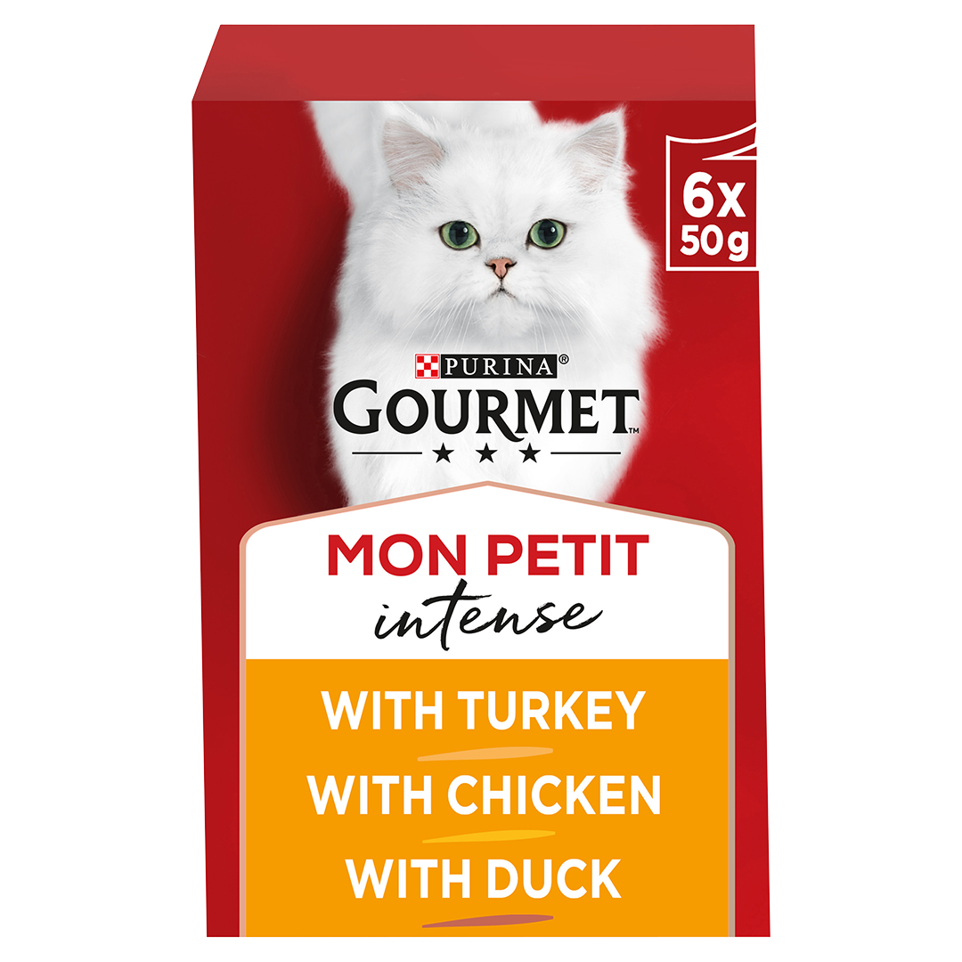 Gourmet Adult Mon Petit Meaty Variety (Duck, Chicken and Turkey) Wet Cat Food 6 x 50g