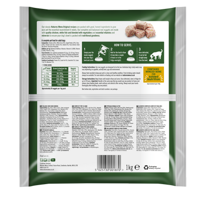 Natures Menu Frozen Senior Chicken Fish Dog Food Nuggets 1kg