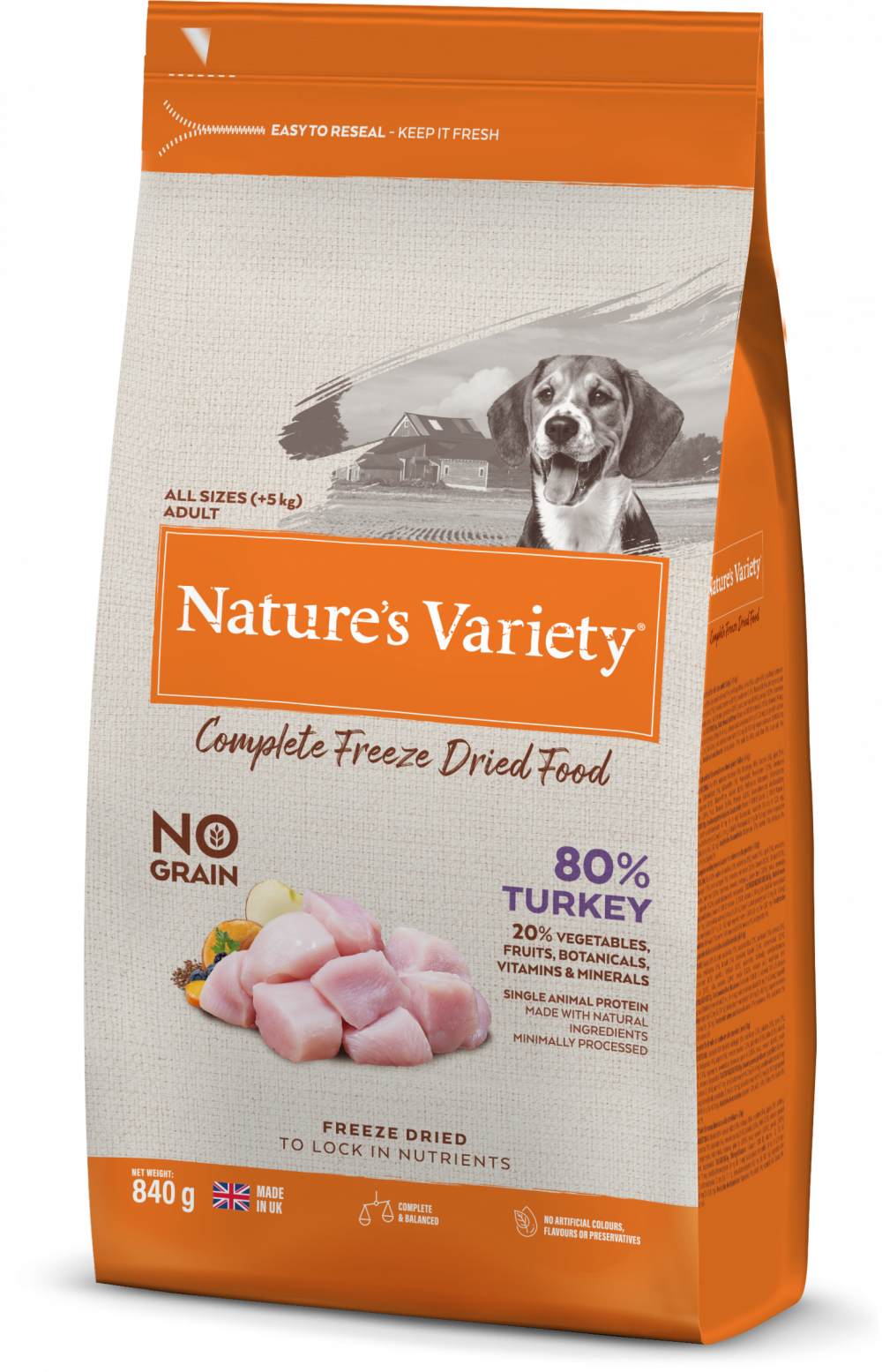 Nature's Variety Complete Freeze Dried Food Turkey For Adult Dogs 840g