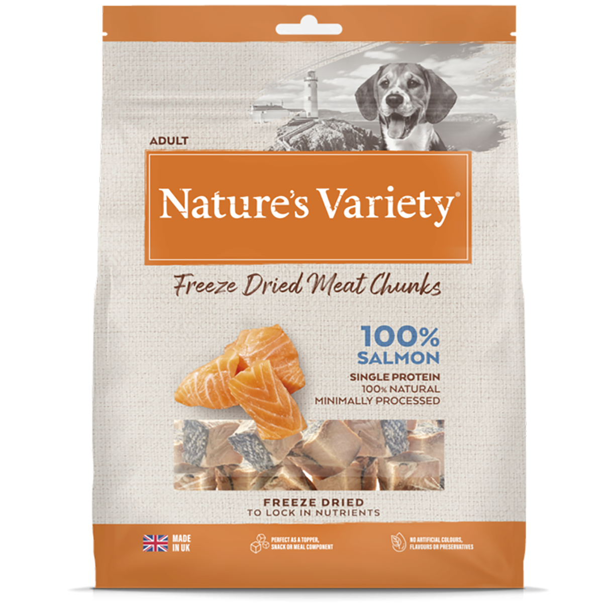 Nature's Variety Freeze Dried Meat Chunks 100% Salmon For Adult Dog 200G