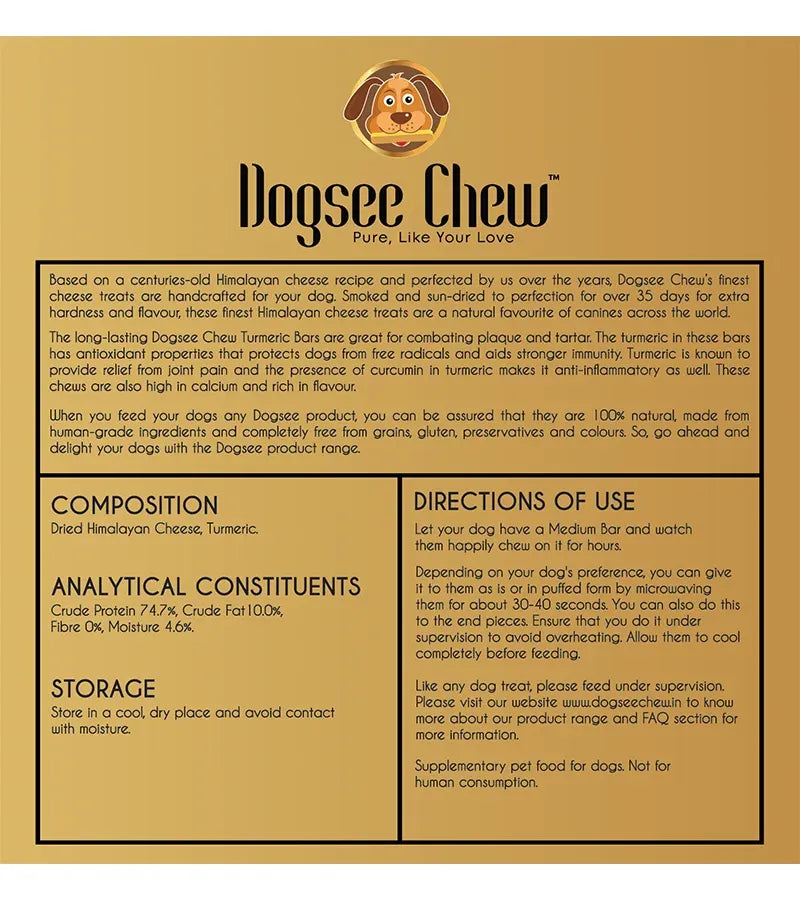 DogSee Chew Turmeric Medium Bars Dog Chews 140g