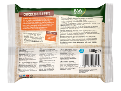 Natures Menu Frozen Just Chicken and Rabbit Mince Dog Food 400g