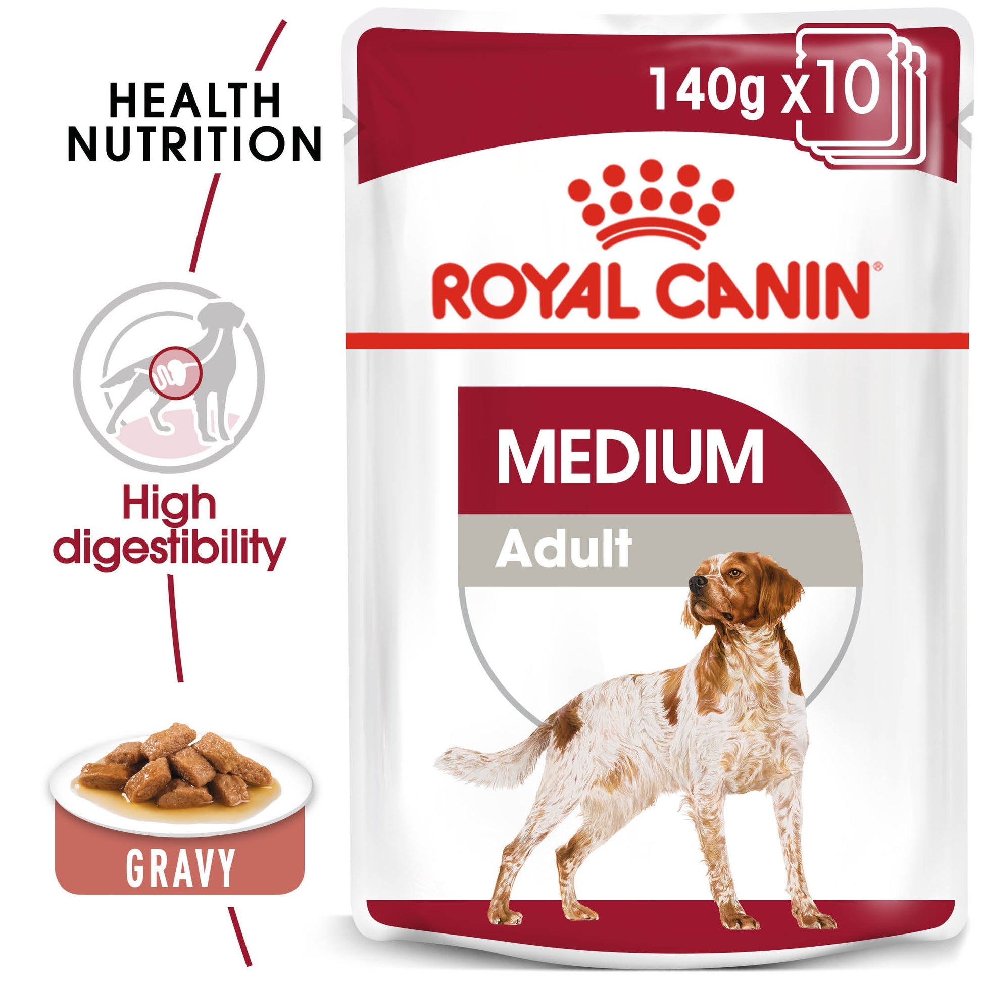 ROYAL CANIN® Medium Adult in Gravy Wet Dog Food - 10x140g