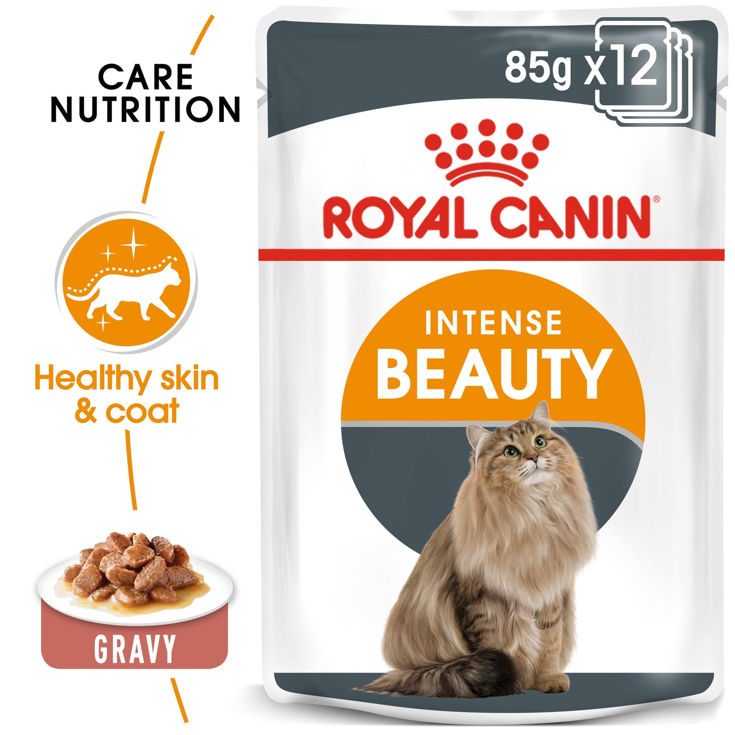 Royal Canin Intense Beauty Care In Gravy Adult Wet Cat Food Pouches - 12 x 85g