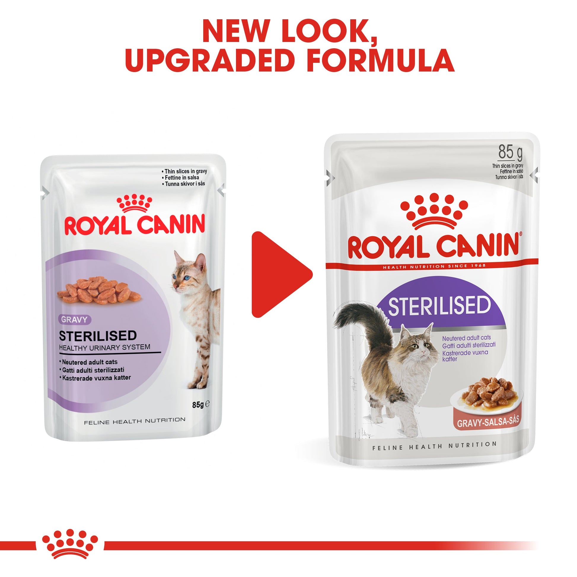 Royal Canin Feline Adult Sterilised in Gravy Wet Cat Food Pouches - 12 x 85g