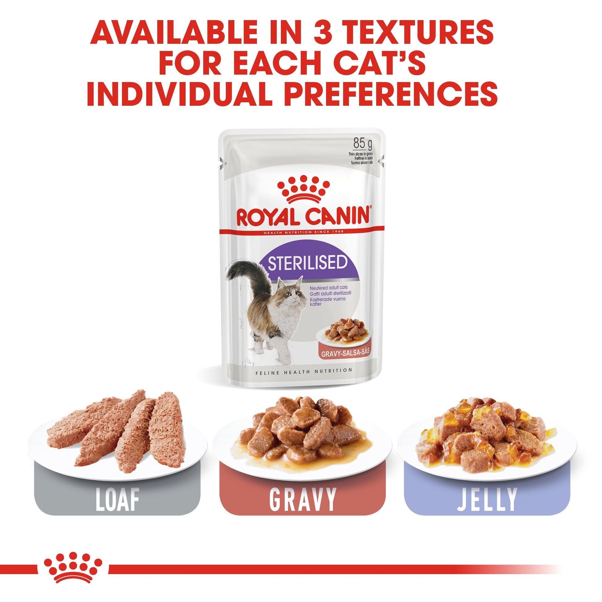 Royal Canin Feline Adult Sterilised in Gravy Wet Cat Food Pouches - 12 x 85g