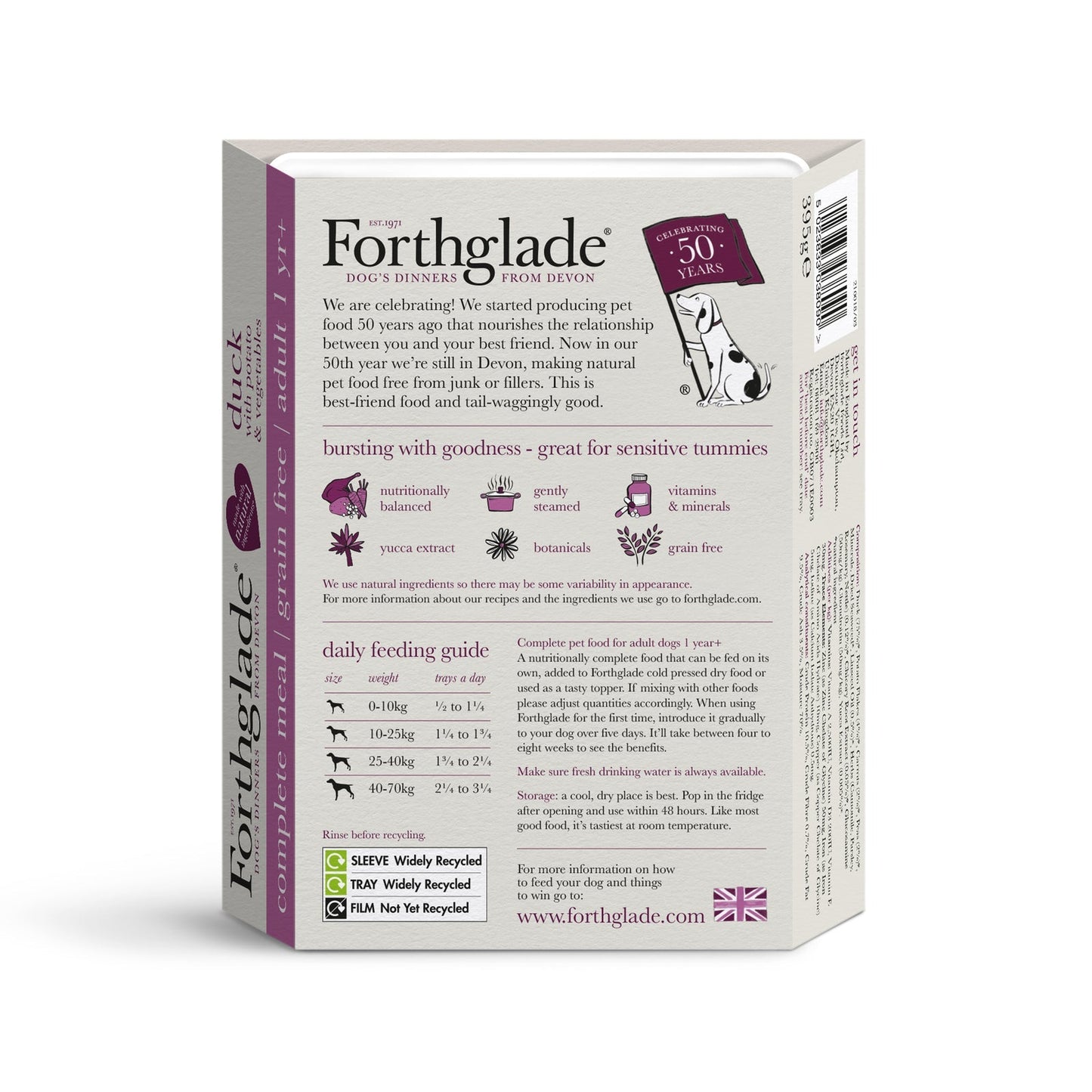 Forthglade Complete Meal Grain Free Duck with Potato & Vegetables Natural Wet Dog Food 12 x 395g