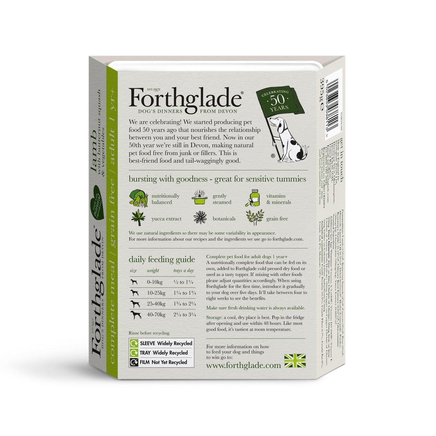 [Clearance Sale] Forthglade Complete Meal Lamb with Brown Rice & Vegetables Natural Wet Dog Food 395g