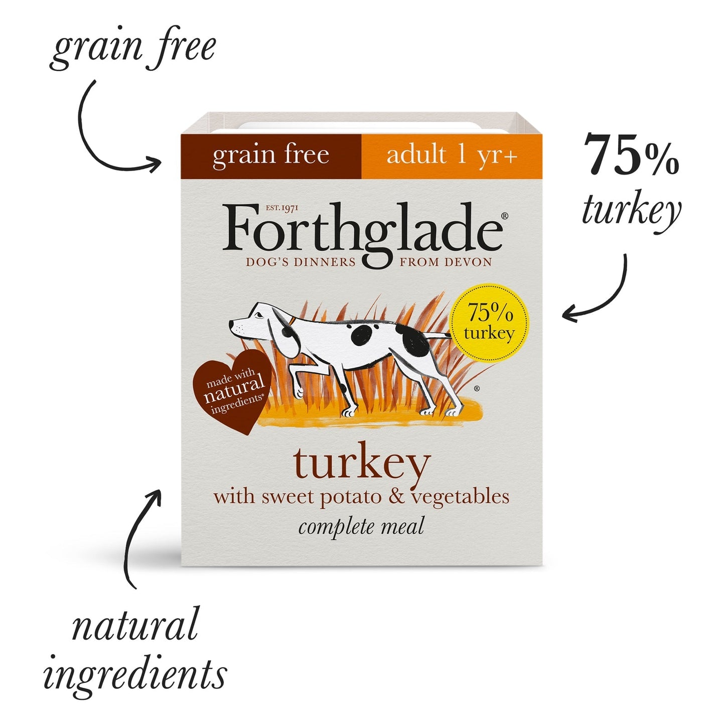Forthglade Complete Meal Grain Free Turkey/Duck & Lamb Natural Wet Dog Food 12 x 395g