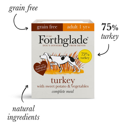 Forthglade Complete Meal Grain Free Turkey/Duck & Lamb Natural Wet Dog Food 12 x 395g