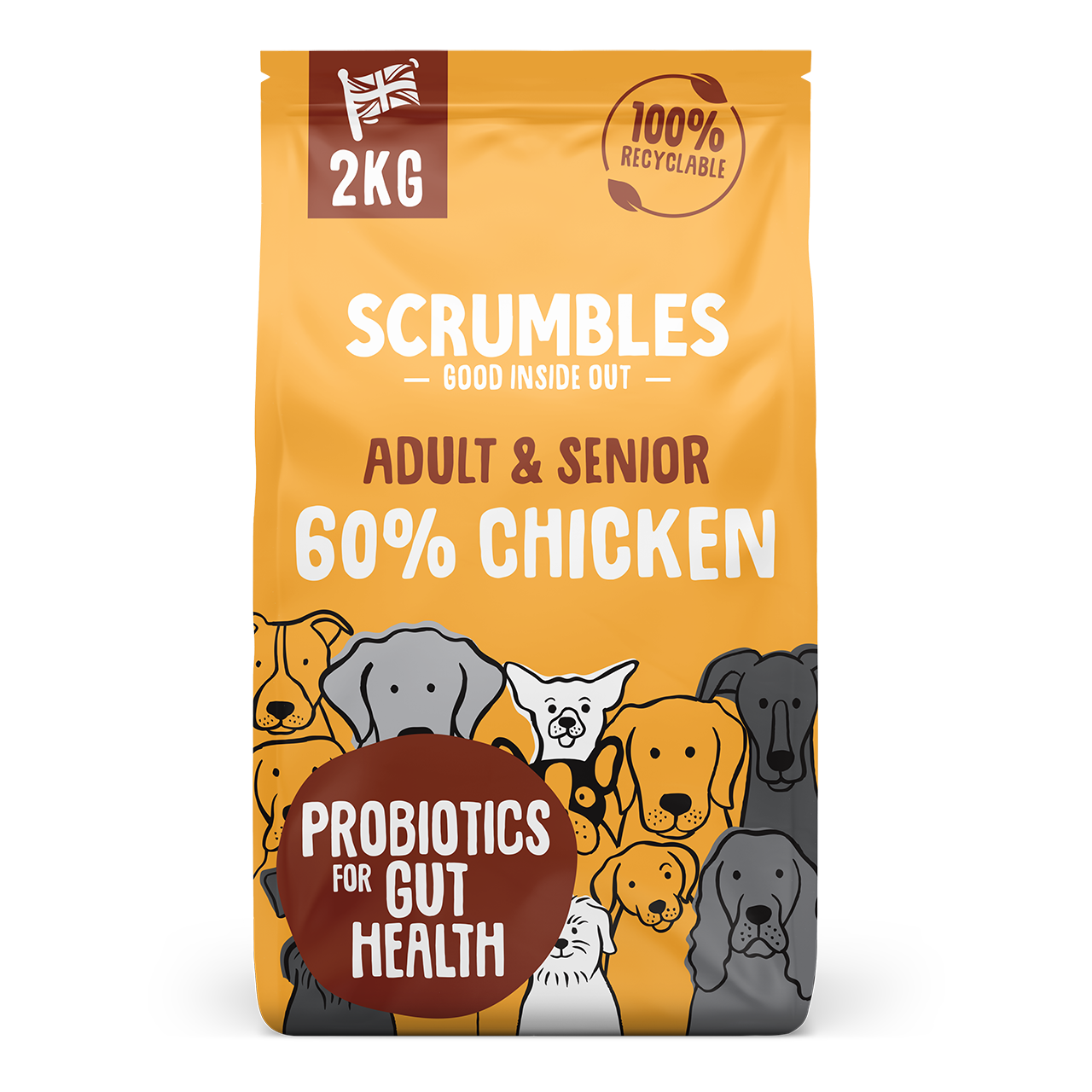 Scrumbles Adult & Senior 60% Chicken Dry Dog Food 2kg