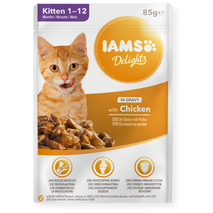 Iams Delights Kitten Chicken in Gravy Wet Cat Food 12 x 85g