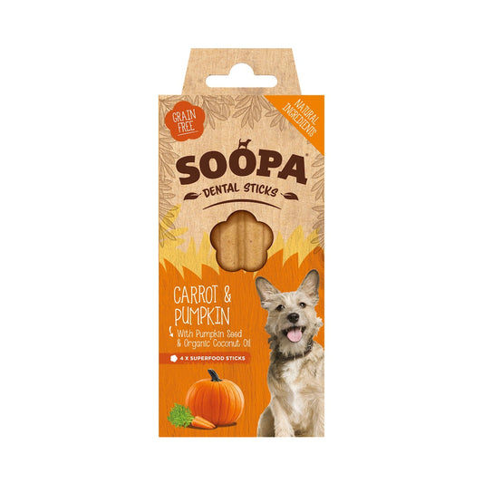 Soopa Single Pack Carrot and Pumpkin Dental Sticks for Dogs 100g
