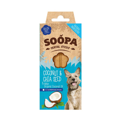 Soopa Single Pack Coconut and Chia Seed Dental Sticks for Dogs 100g