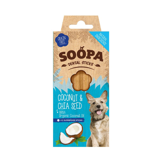 Soopa Single Pack Coconut and Chia Seed Dental Sticks for Dogs 100g
