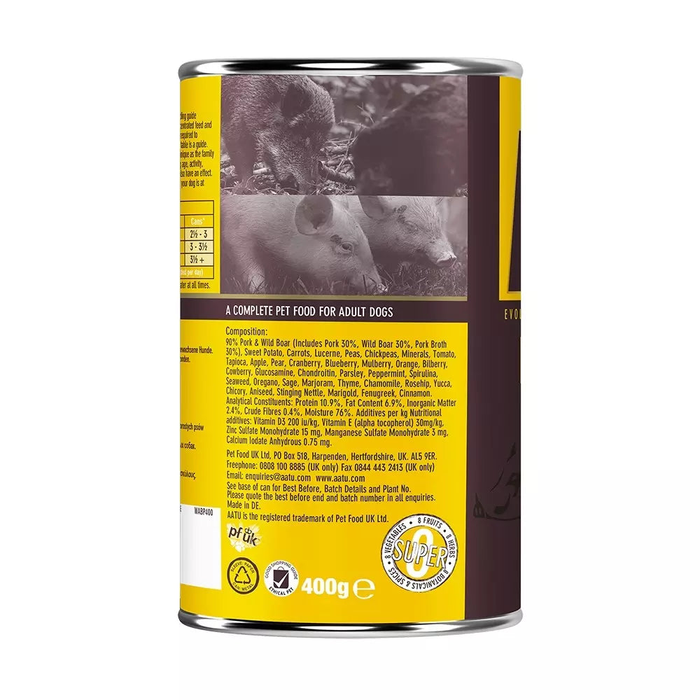 AATU 90/10 Grain Pork & Wild Boar Adult Wet Dog Food 400g