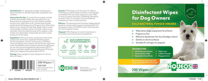 Aqueos Disinfectant Wipes for Dogs & Owners (Jumbo) 200 Wipes