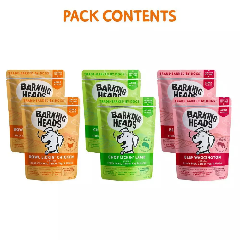 Barking Heads Variety Pack Adult Wet Dog Food 6 x 300g