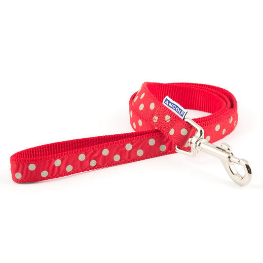 Ancol Vintage Polka Dog Lead Red 100 x 1.9cm
