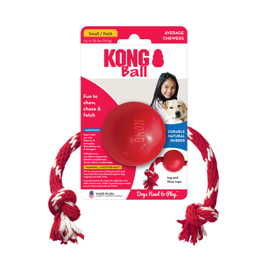 KONG Dog Ball With Rope Small