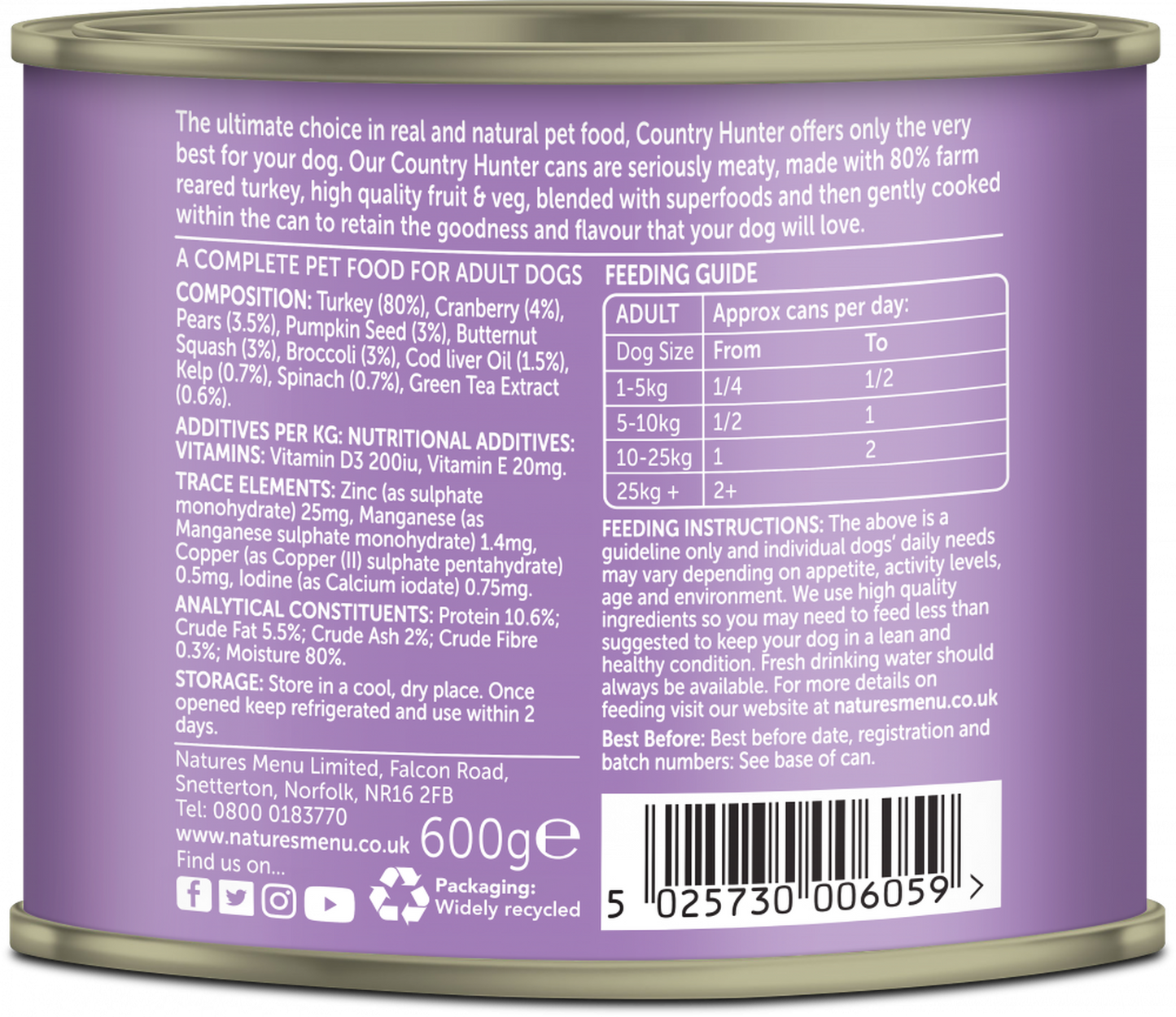 Natures Menu Country Hunter Farm Reared Turkey with Superfoods Wet Dog Food