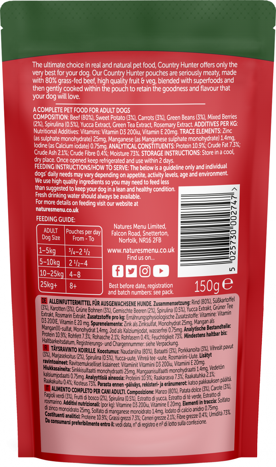 Natures Menu Country Hunter Grass Grazed Beef Superfood Wet Dog Food