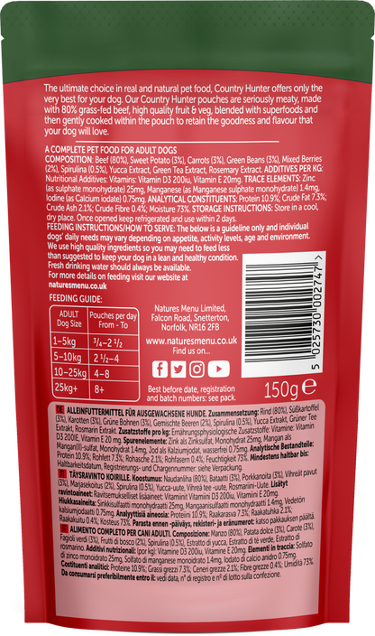 Natures Menu Country Hunter Grass Grazed Beef Superfood Wet Dog Food