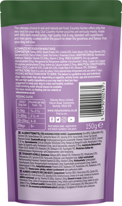 Natures Menu Country Hunter Farm Reared Turkey Superfood Wet Dog Food