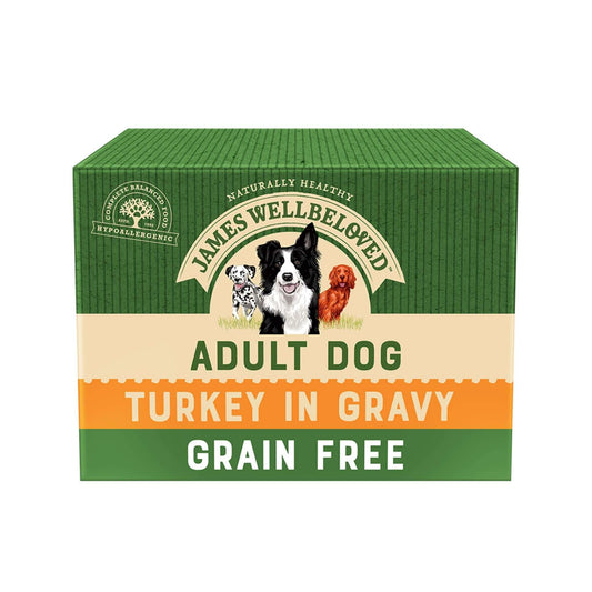 James Wellbeloved Grain Free Adult Turkey in Gravy Wet Dog Food 12 x 100g