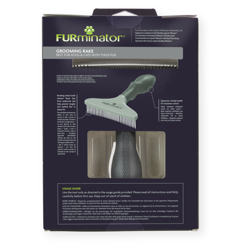 FURminator Grooming Rake for Thick Fur Dog & Cat