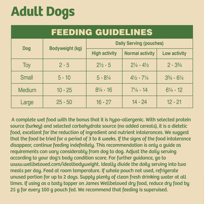 James Wellbeloved Grain Free Adult Turkey in Gravy Wet Dog Food 12 x 100g