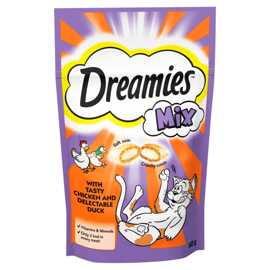[Clearance Sale] Dreamies Mix With Tasty Chicken & Delectable Duck Cat Treats 60g