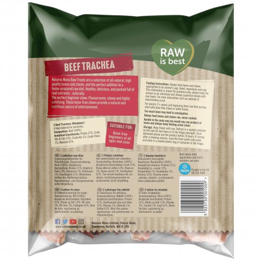 Natures Menu Raw Chews Beef Trachea 500g