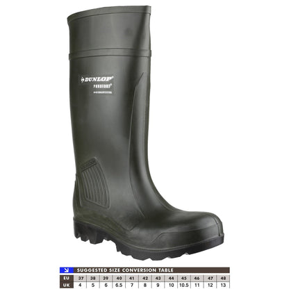 Dunlop Purofort Professional Full Safety Wellington Boot Green Size 10
