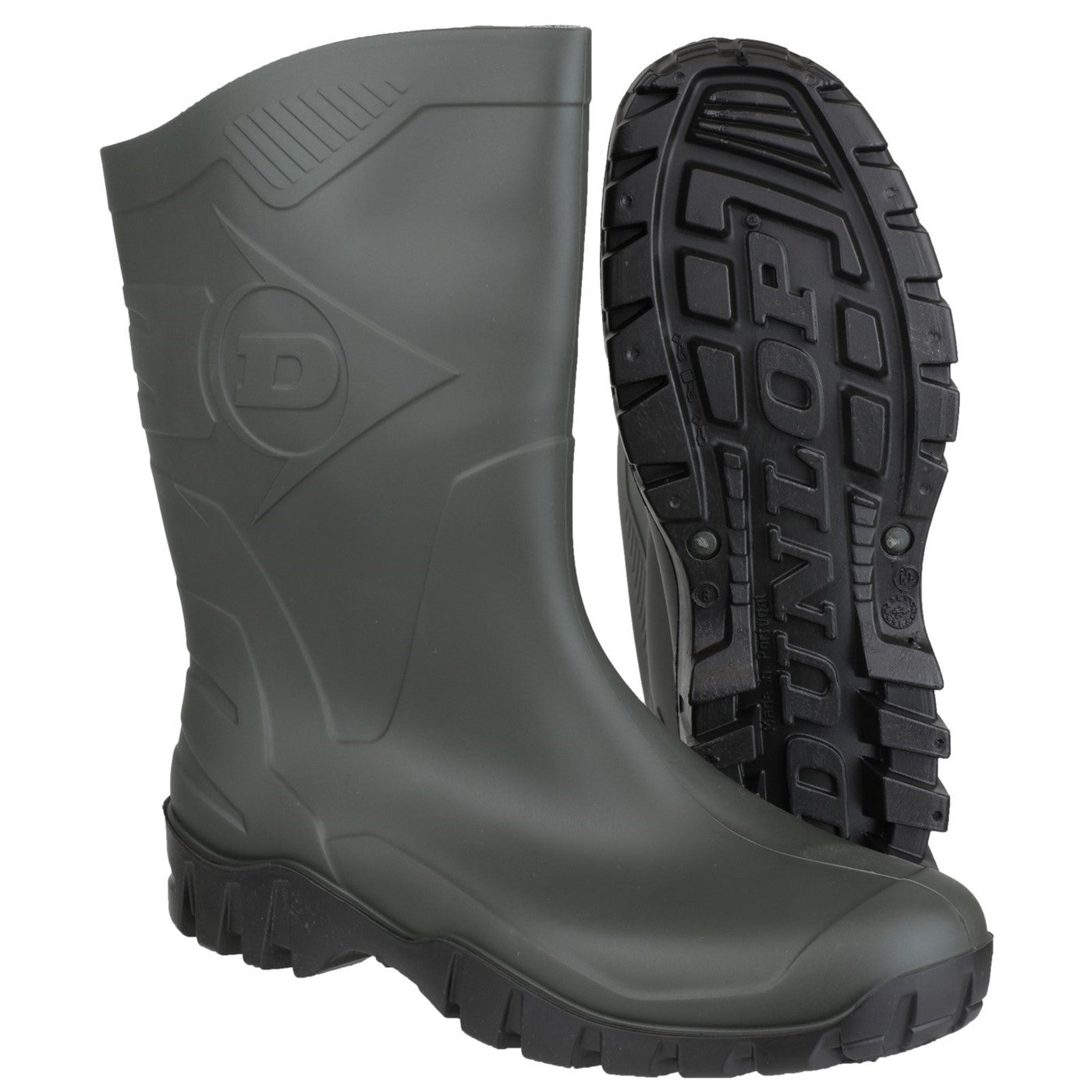 Dunlop Dee Calf Half Length Wellington Boot Dark Green Size 11