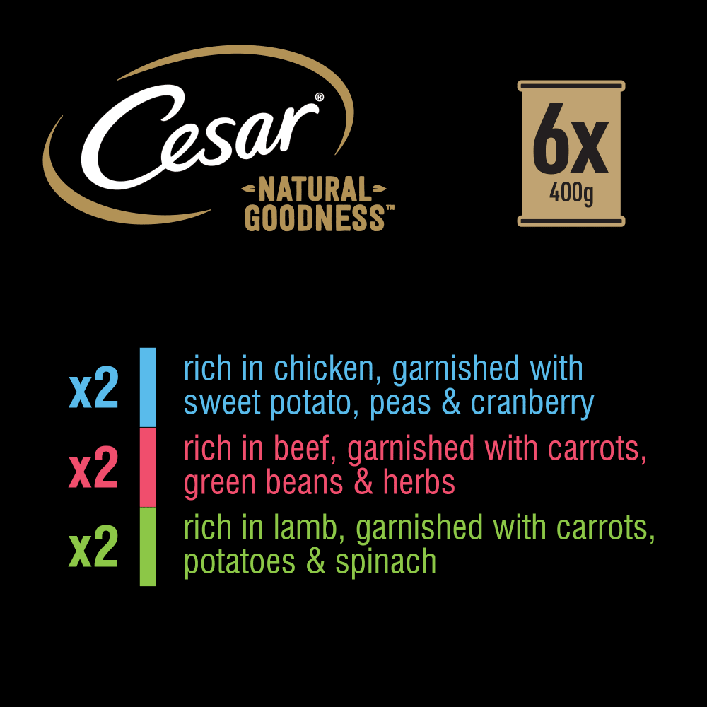 Cesar Natural Goodness Variety Pack Wet Dog Food 6 X 400g