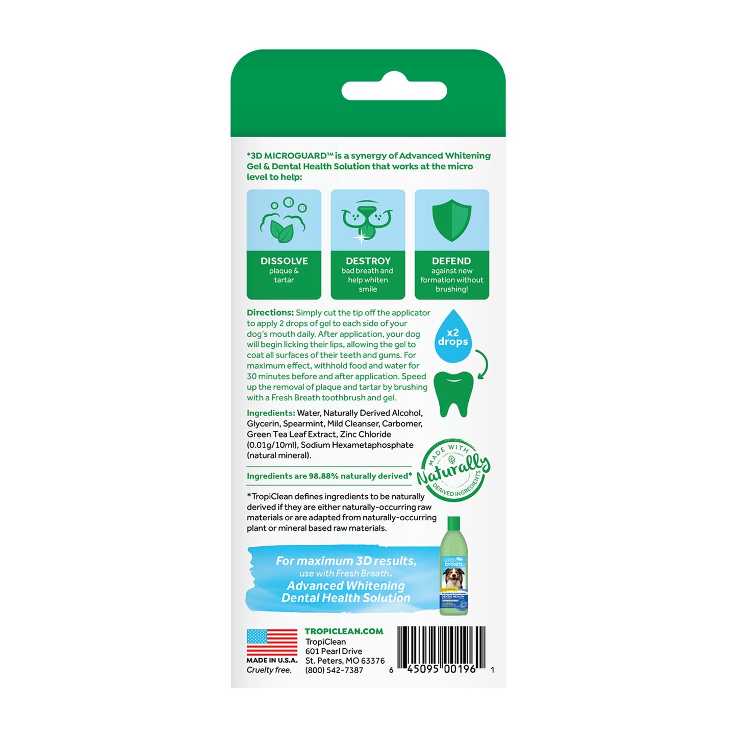 TropiClean Advanced Whitening Oral Care Gel for Dogs 118ml
