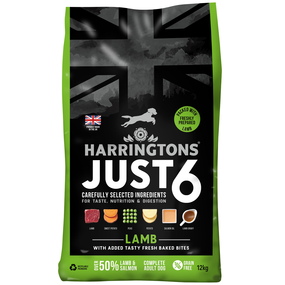 Harringtons Just 6 Complete Grain Free Lamb Adult Dry Dog Food 12kg