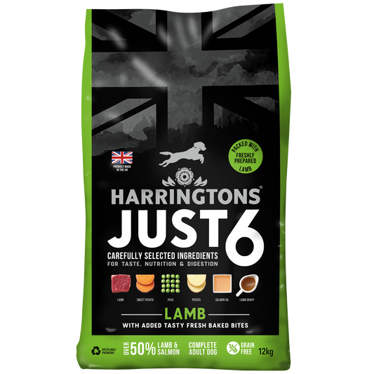 Harringtons Just 6 Complete Grain Free Lamb Adult Dry Dog Food 12kg