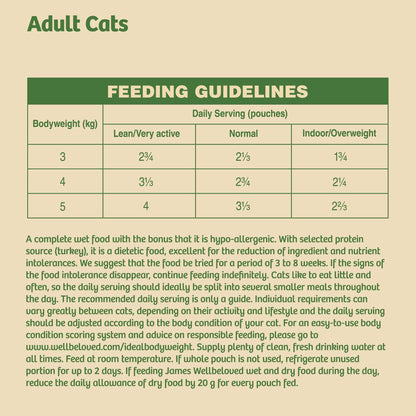 James Wellbeloved Grain Free Adult Turkey Wet Cat Food in Gravy 12 x 85g