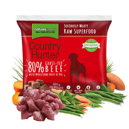 Natures Menu Raw Dog Food Country Hunter Nuggets Beef 1kg