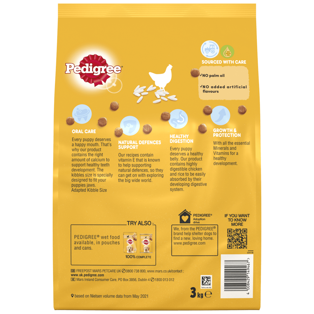 Pedigree Complete Puppy Medium with Chicken & Rice Dry Dog Food 3kg