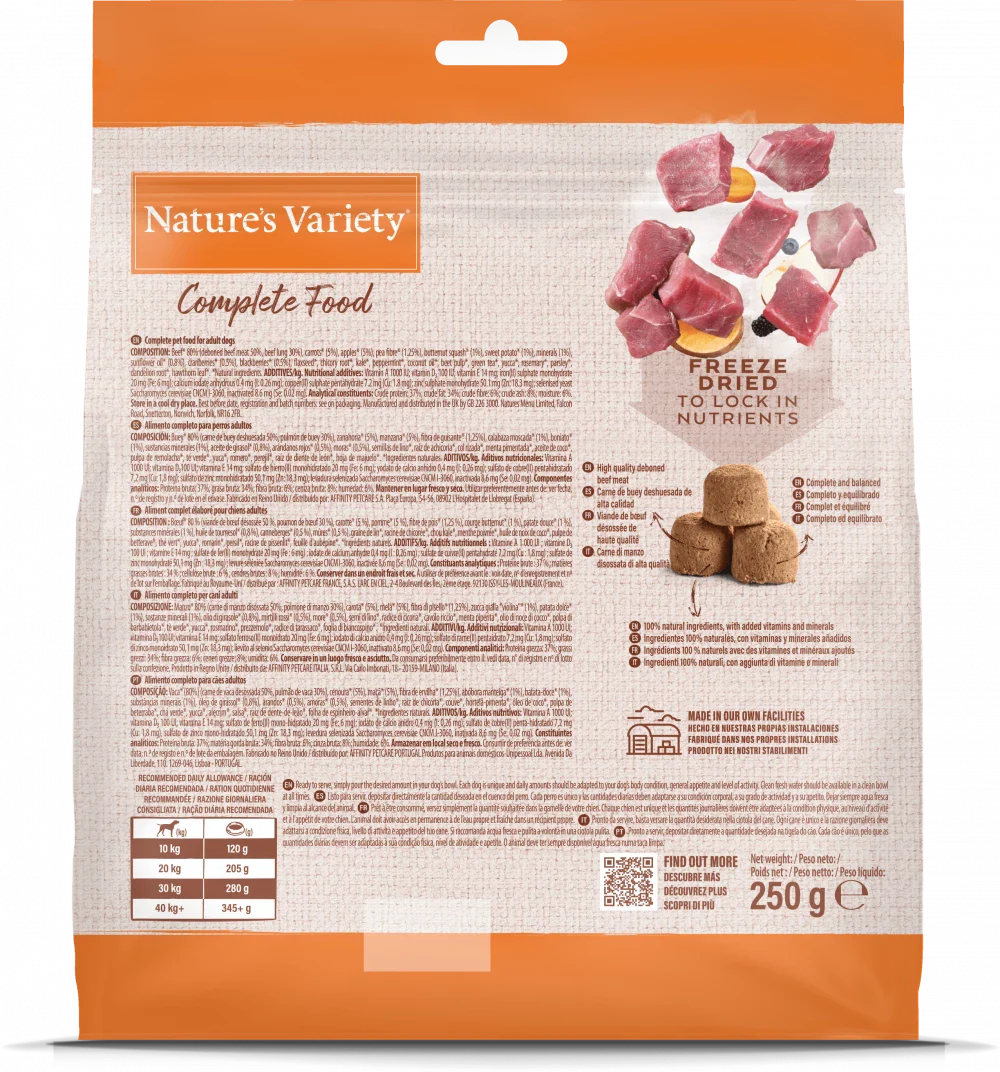 Nature's Variety Complete Freeze Dried Food Beef For Adult Medium/Maxi Dog 250g