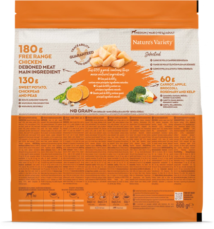 Nature's Variety Selected Free Range Chicken Medium/Maxi Adult Dry Dog Food 600g