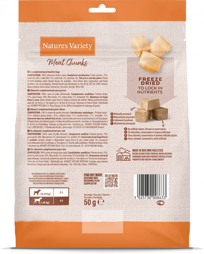 Nature's Variety Complete Freeze Dried Meat Chunks 100% Chicken For Adult Medium/Maxi Dog 50g