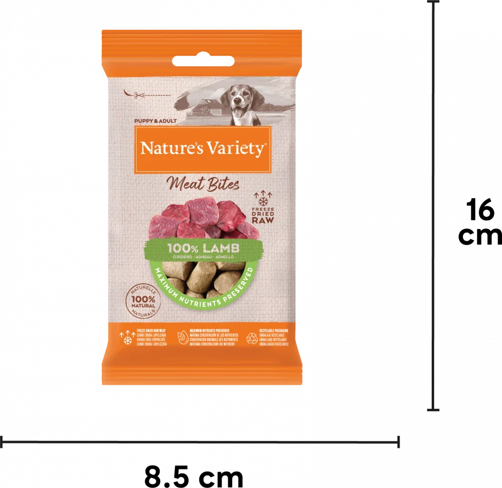 Nature's Variety Freeze Dried Meat Bites 100% Lamb For Puppy and Adult Dogs 20g