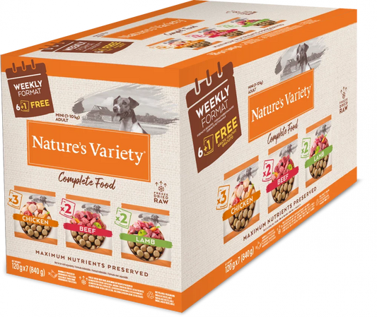 Nature's Variety Complete Freeze Dried Food Multipack For Adult Mini Dog 7 x 120g